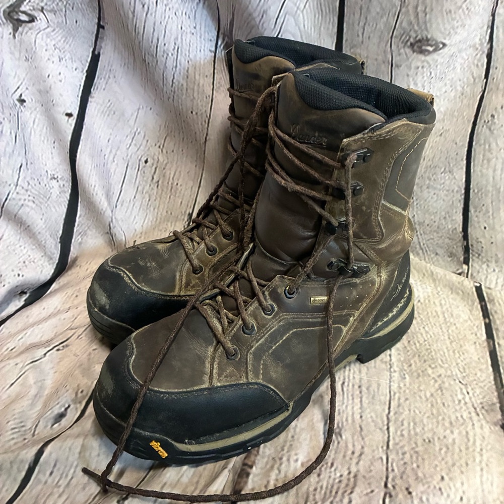 DANNER Crucial 8” Safety Toe Brown Gore-Tex Waterproof Boots Men’s Sz‎ 10 Vibram